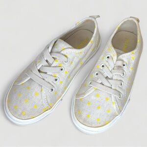 Girls Old Navy Lace-Up Yellow Polka Dot Canvas Sneakers Toddler Size 9